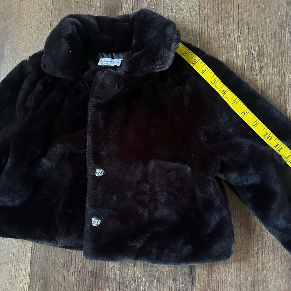 Women's Knit Works Black Faux Fur Cropped Jacket Size 14 - Picture 8 of 14